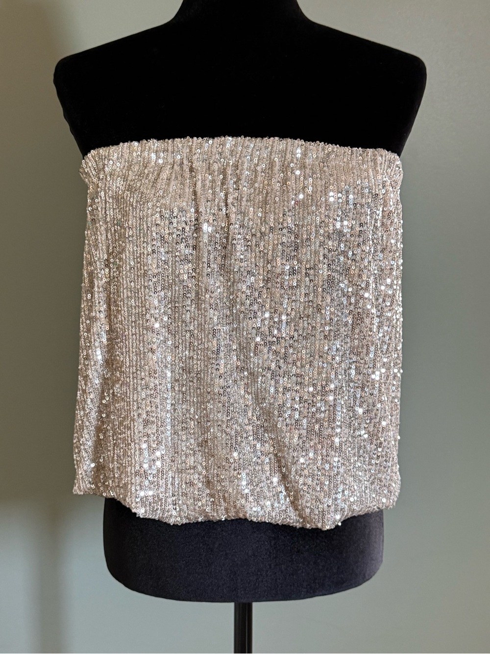 Sofia Made in Italy Gold Sequin Strapless Tube Top